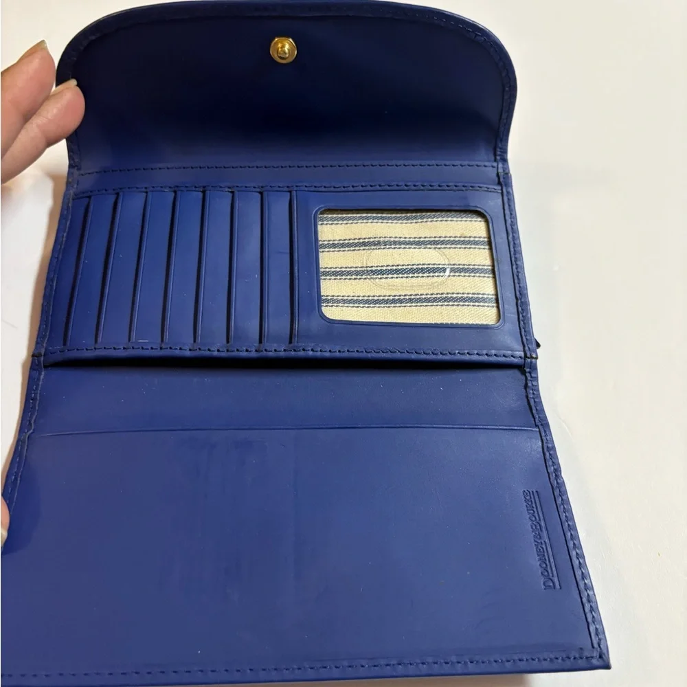 Dooney & Bourke Cobalt Blue Leather Continental Wallet with Logo Plaque - Picture 5 of 11